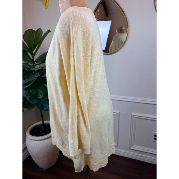 Eileen Fisher Organic Linen/Cotton Slub Knit Sweater – Soft Yellow – Size Large - Picture 7 of 15